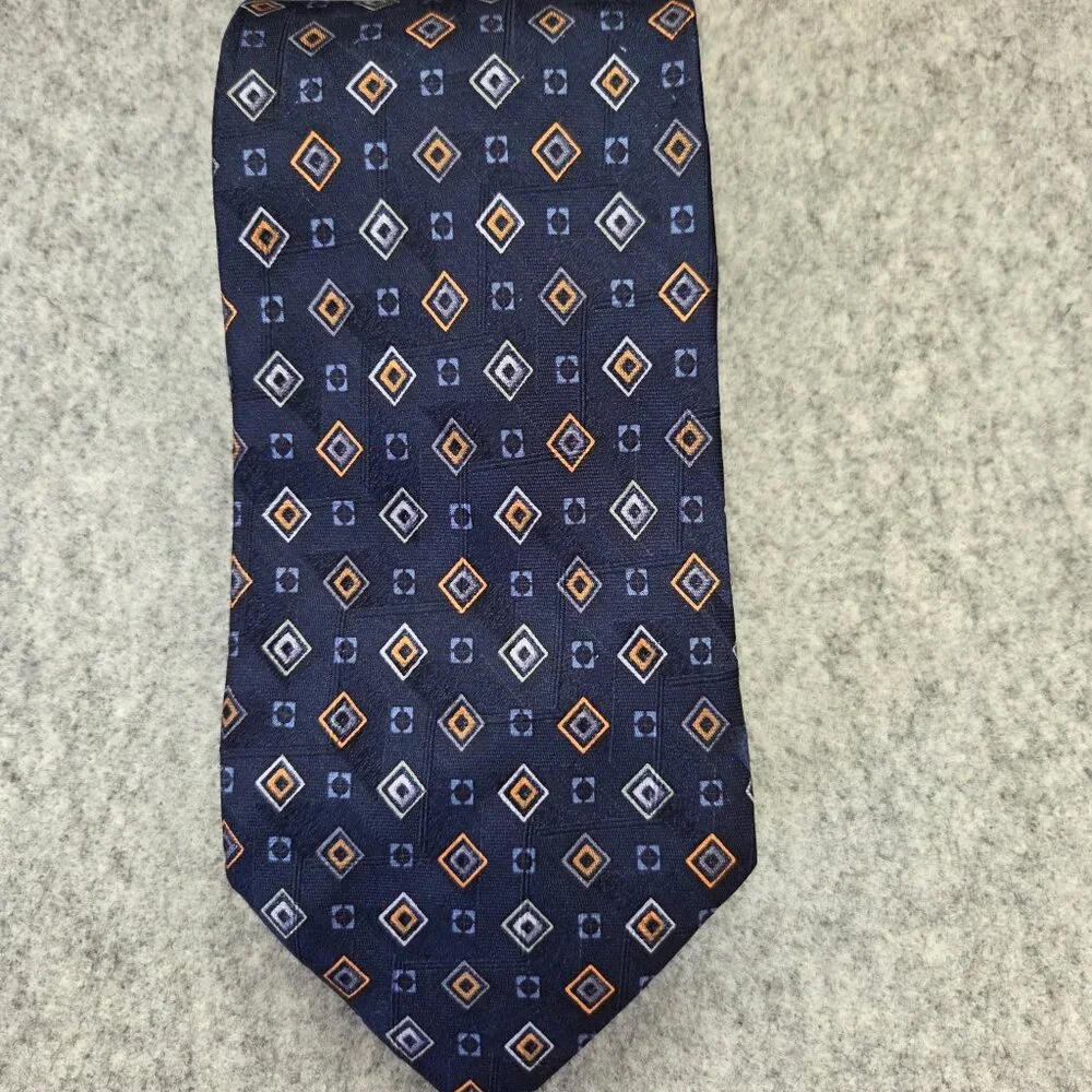 Ermenegildo Zegna Men's Purple and Orange Geometric Pattern Foulard Tie (4